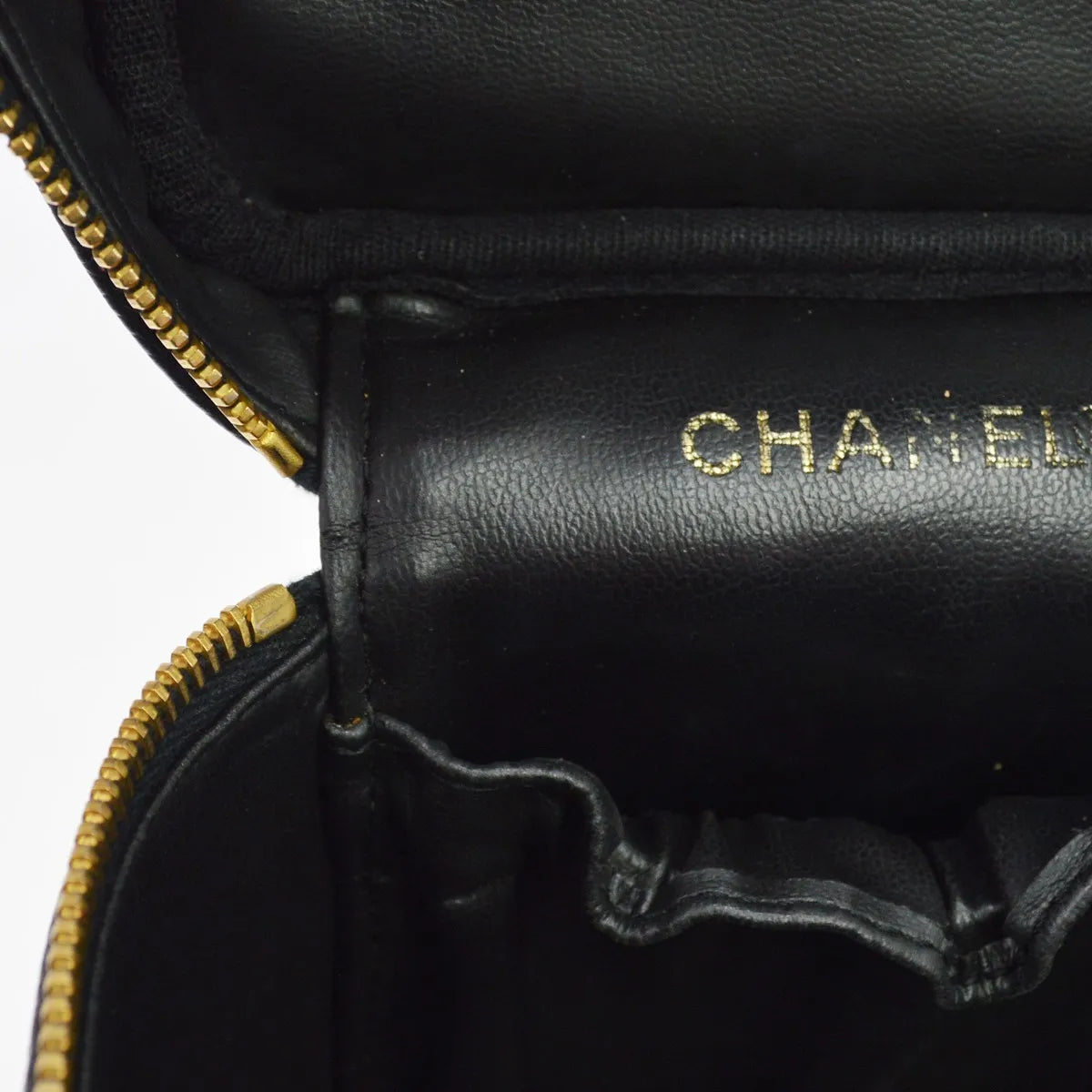 Chanel Vanity Leather, Black, Leather, Handbag