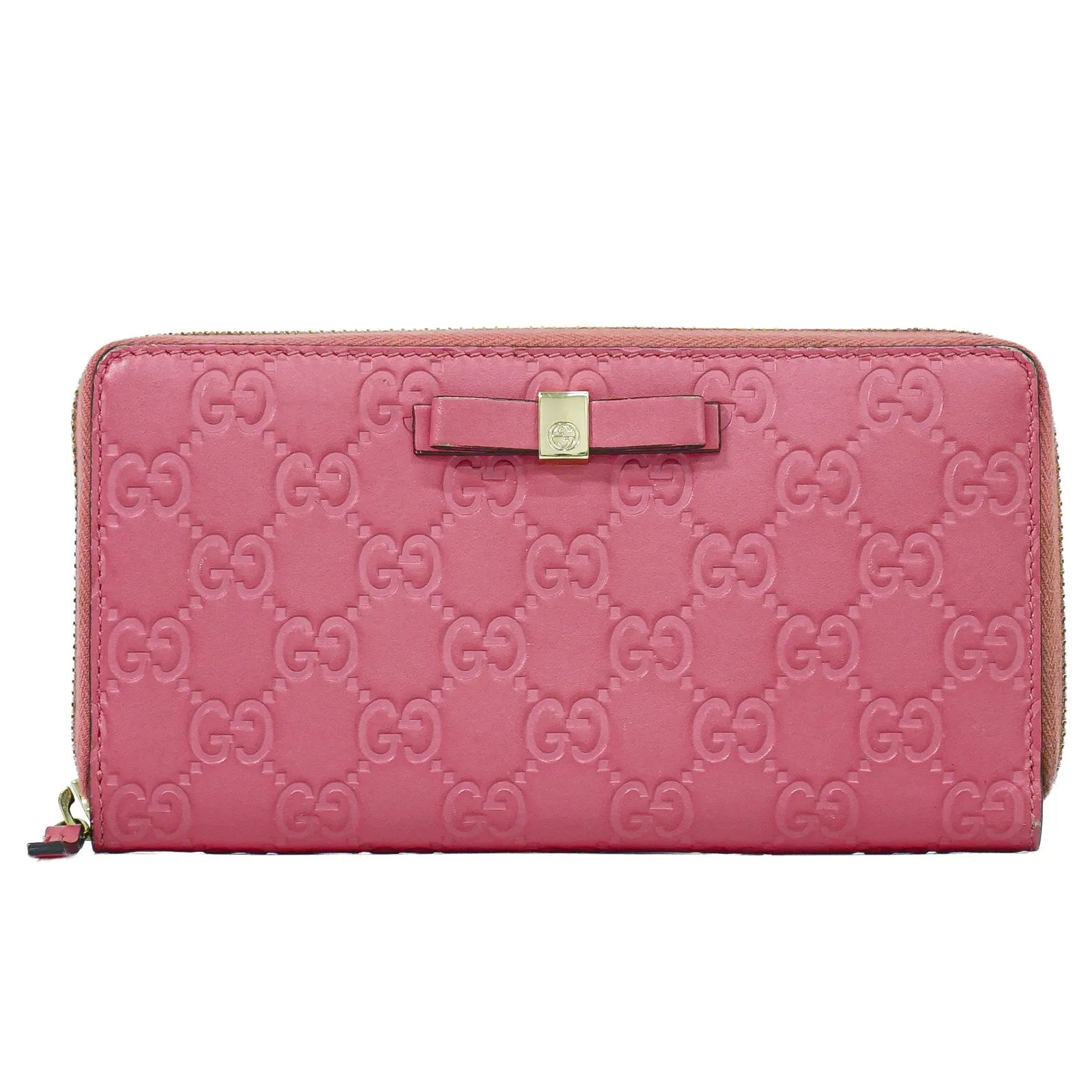 Gucci Zip Around Wallet (Outlet) Microguccissima Leather, Pink, Leather, Wallet
