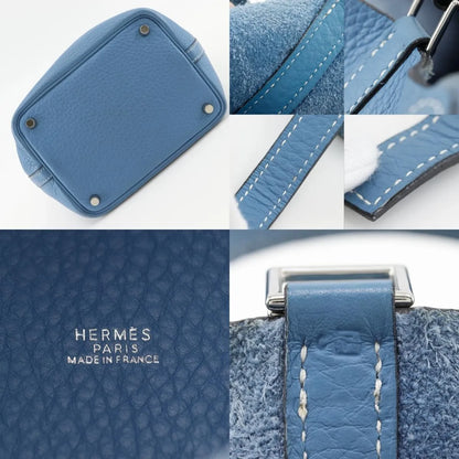 Hermes Picotin Lock Clemence, Blue, Leather, Handbag