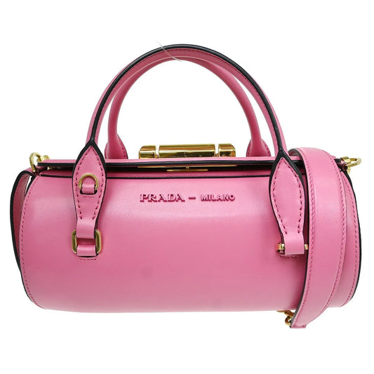 Prada Double Handle Satchel Vitello Daino, Pink, Leather, Handbag