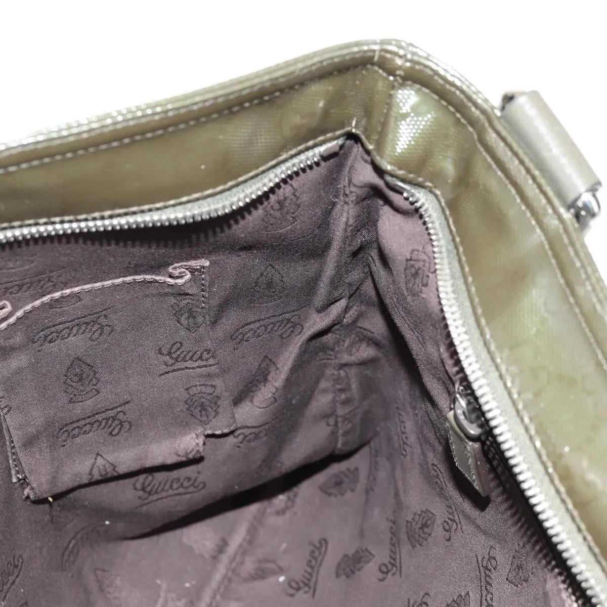 Gucci Zip Top Messenger GG Imprime, Khaki, Canvas, Shoulder Bag