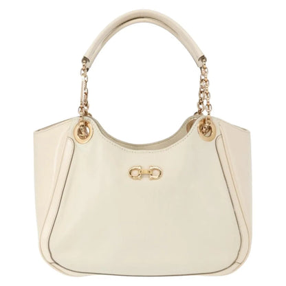 Salvatore Ferragamo Betulla Chain Tote Leather, White, Leather, Handbag