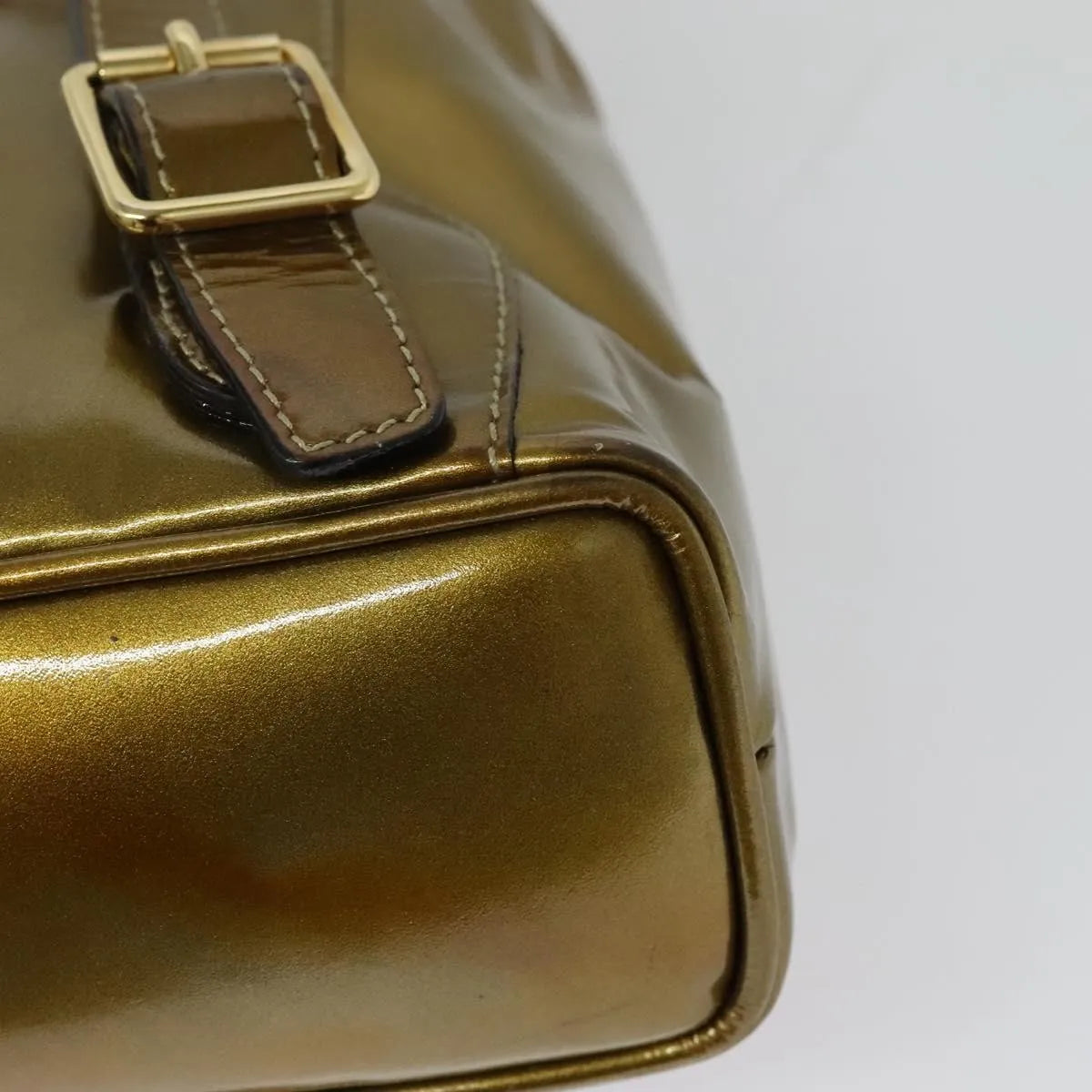 Gucci Vintage Bamboo Patent, Gold, Patent Leather, Backpack