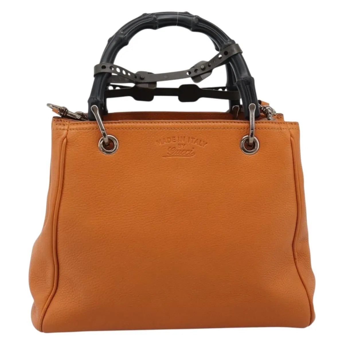 Gucci Bamboo shopper Leather, Orange, Leather, Handbag