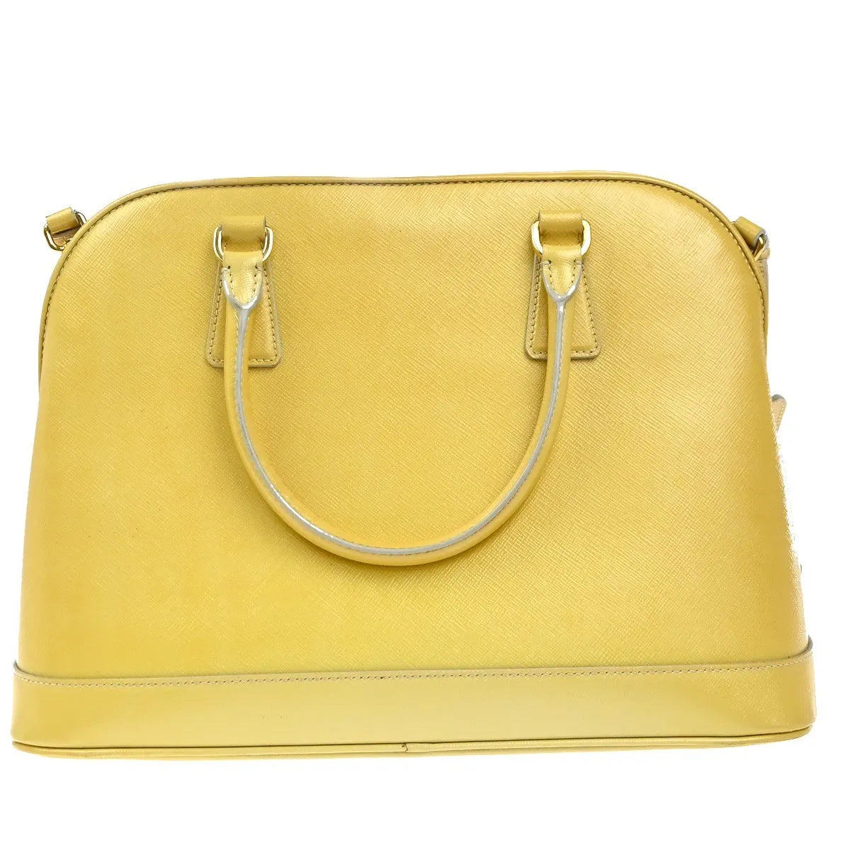 Prada Open Promenade Saffiano Leather, Yellow, Leather, Handbag