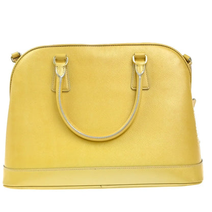 Prada Open Promenade Saffiano Leather, Yellow, Leather, Handbag
