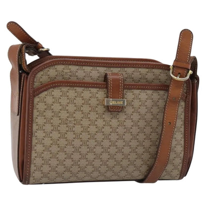Celine Vintage Macadam Canvas and Leather, Beige, Canvas, Shoulder Bag