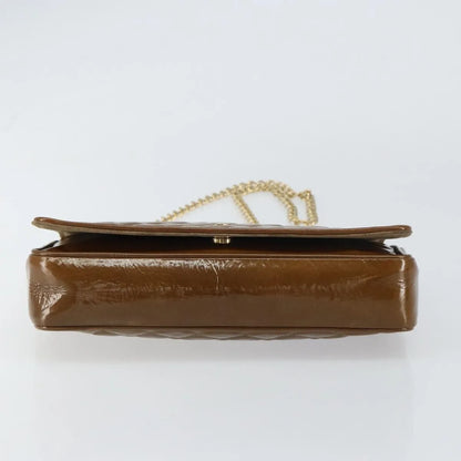 Bally Vintage Chain Quilted Patent leather, Brown, Patent Leather, Shoulder Bag