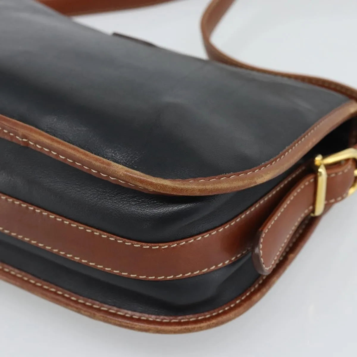 Celine Flap Shoulder Leather, Black, Leather, Shoulder Bag