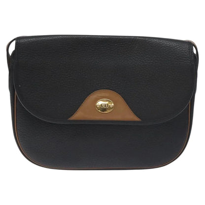 Christian Dior Vintage CD Flap Leather, Black, Leather, Shoulder Bag