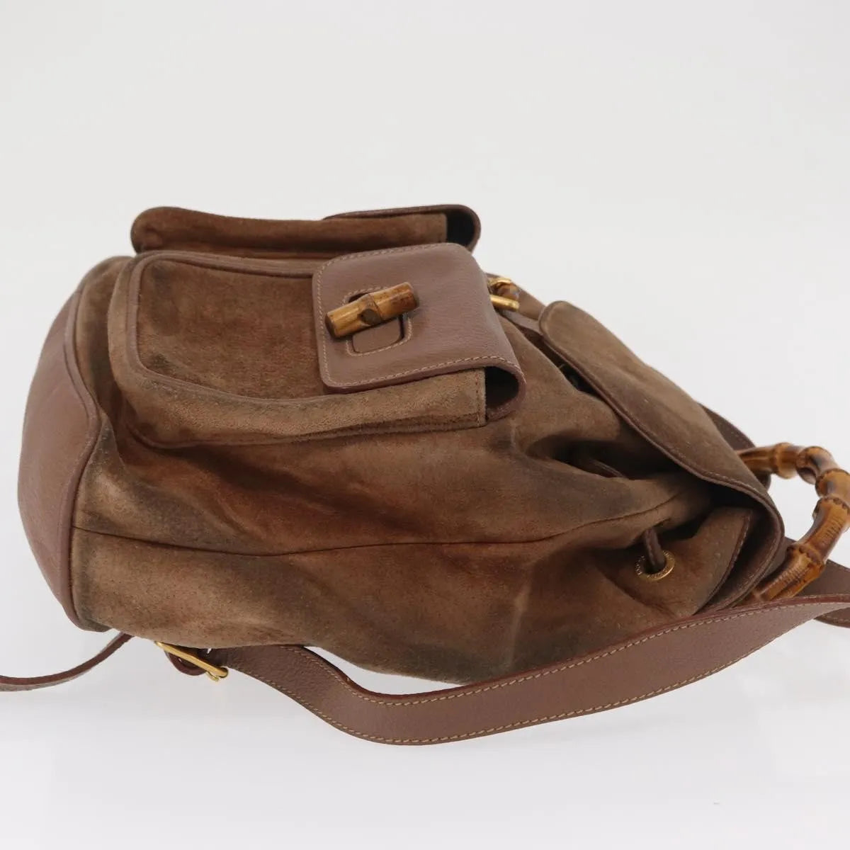 Gucci Vintage Bamboo Suede, Brown, Suede, Backpack