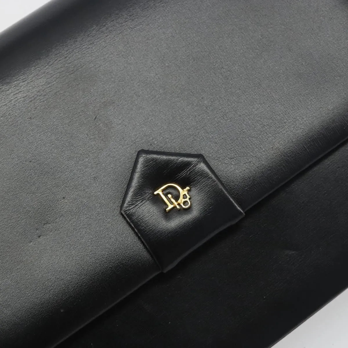 Christian Dior Vintage Clipper closure clutch with logo leather, Black, Leather, Crossbody Bag