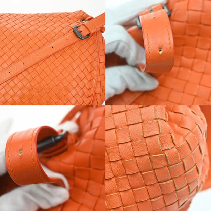 Bottega Veneta Intrecciato Shoulder Leather, Orange, Leather, Handbag
