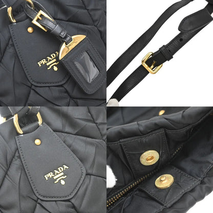 Prada Convertible Side Pocket Tote Chevron Tessuto, Black, Nylon, Tote Bag