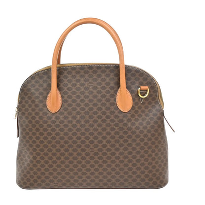 Celine Vintage Macadam Canvas and Leather, Brown, Canvas, Handbag