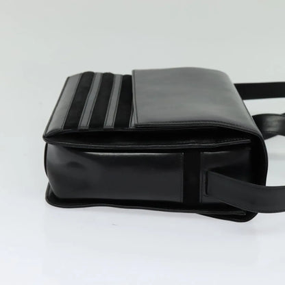 Gucci Vintage Flat Messenger Nylon and Leather, Black, Leather, Shoulder Bag