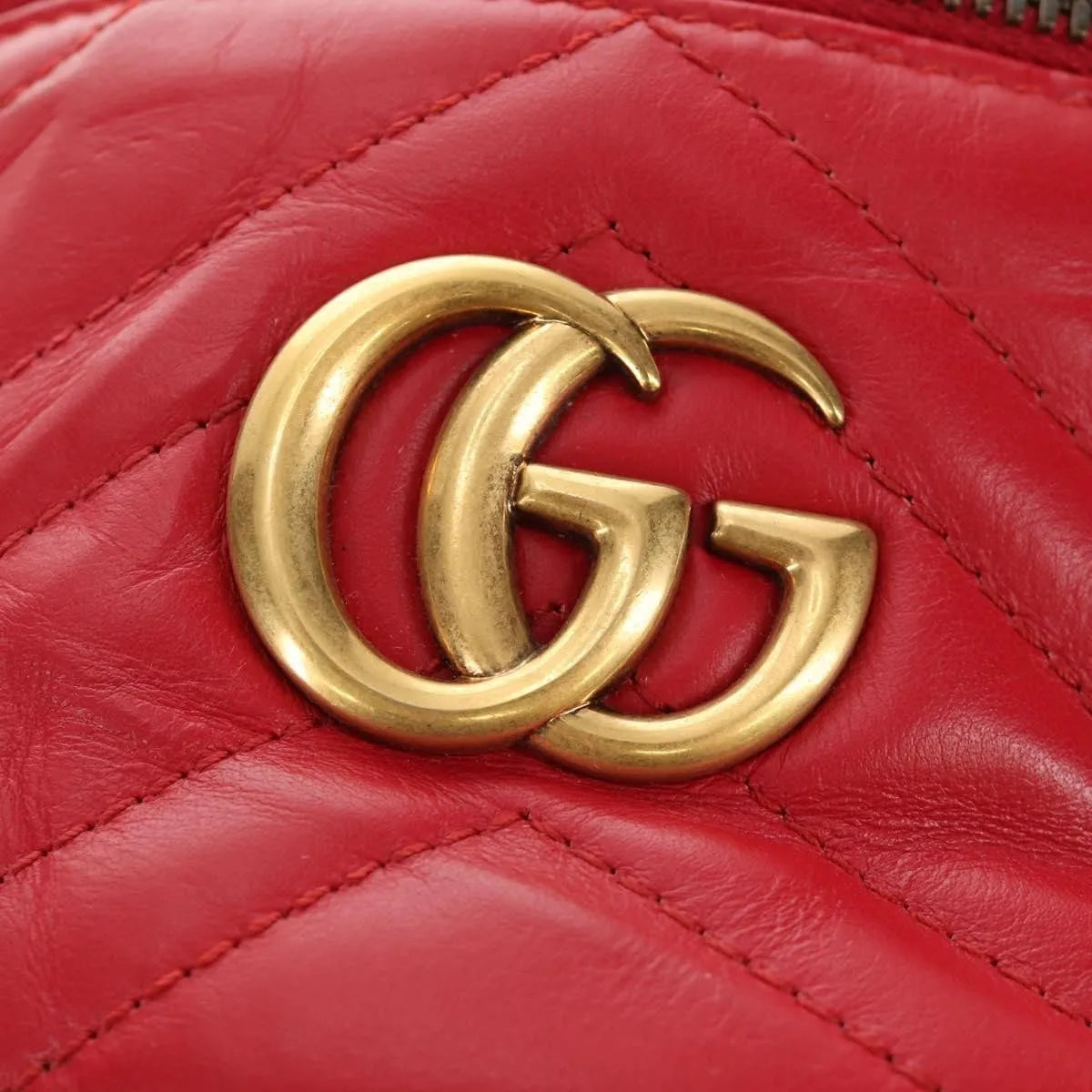 Gucci GG Marmont Vanity Matelasse Leather, Red, Leather, Backpack