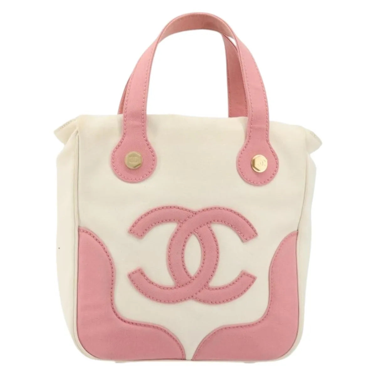 Chanel Vintage CC Tote Canvas, Beige, Canvas, Tote Bag