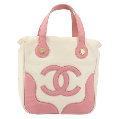 Chanel Vintage CC Tote Canvas, Beige, Canvas, Tote Bag