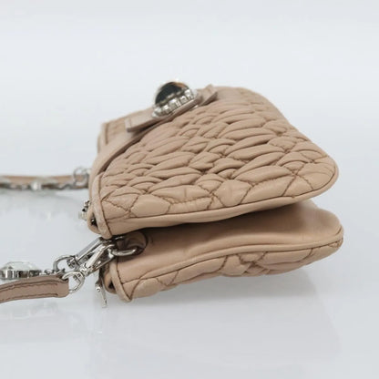 Miu Miu Crystal Convertible Chain Matelasse Leather, Pink, Leather, Shoulder Bag