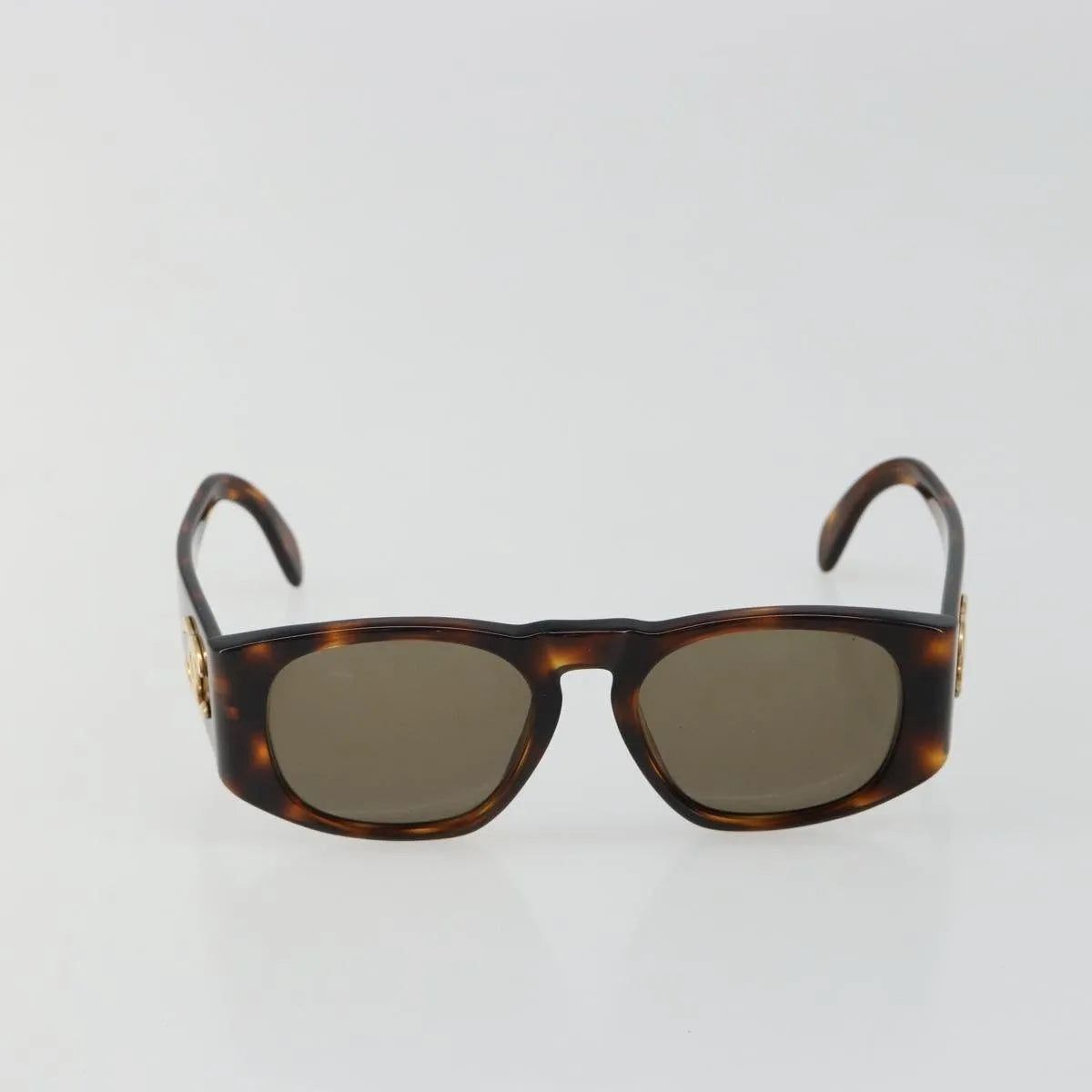 Chanel Coco mark barette Gold plated, Brown, Plastic, Sunglasses
