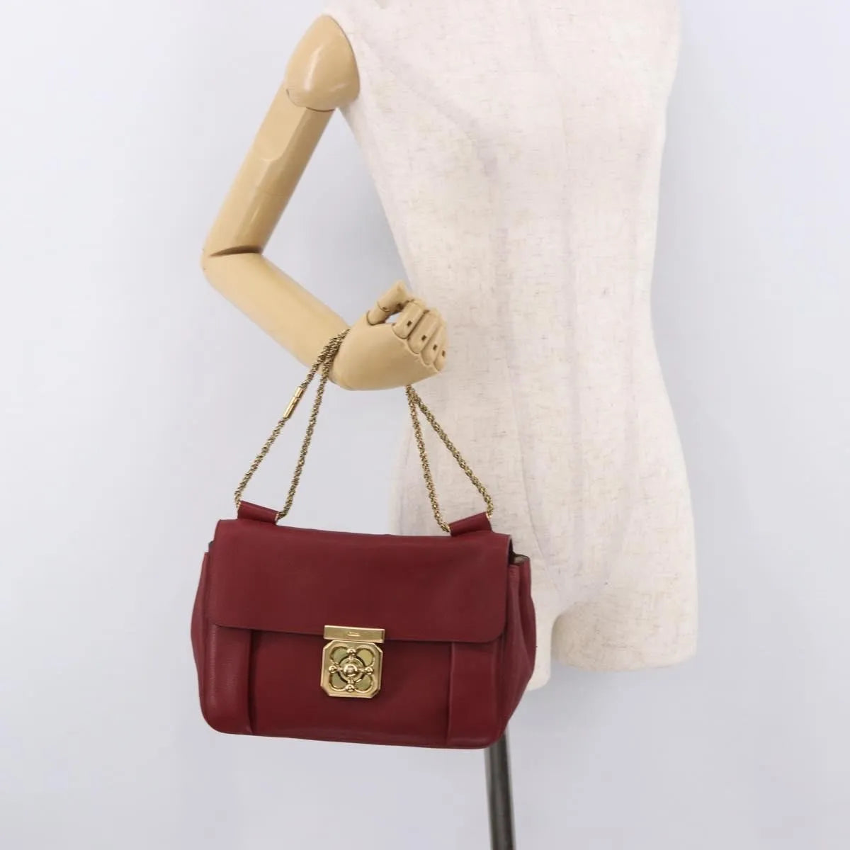 Chloe Elsie Crossbody Flap Leather, Red, Leather, Handbag