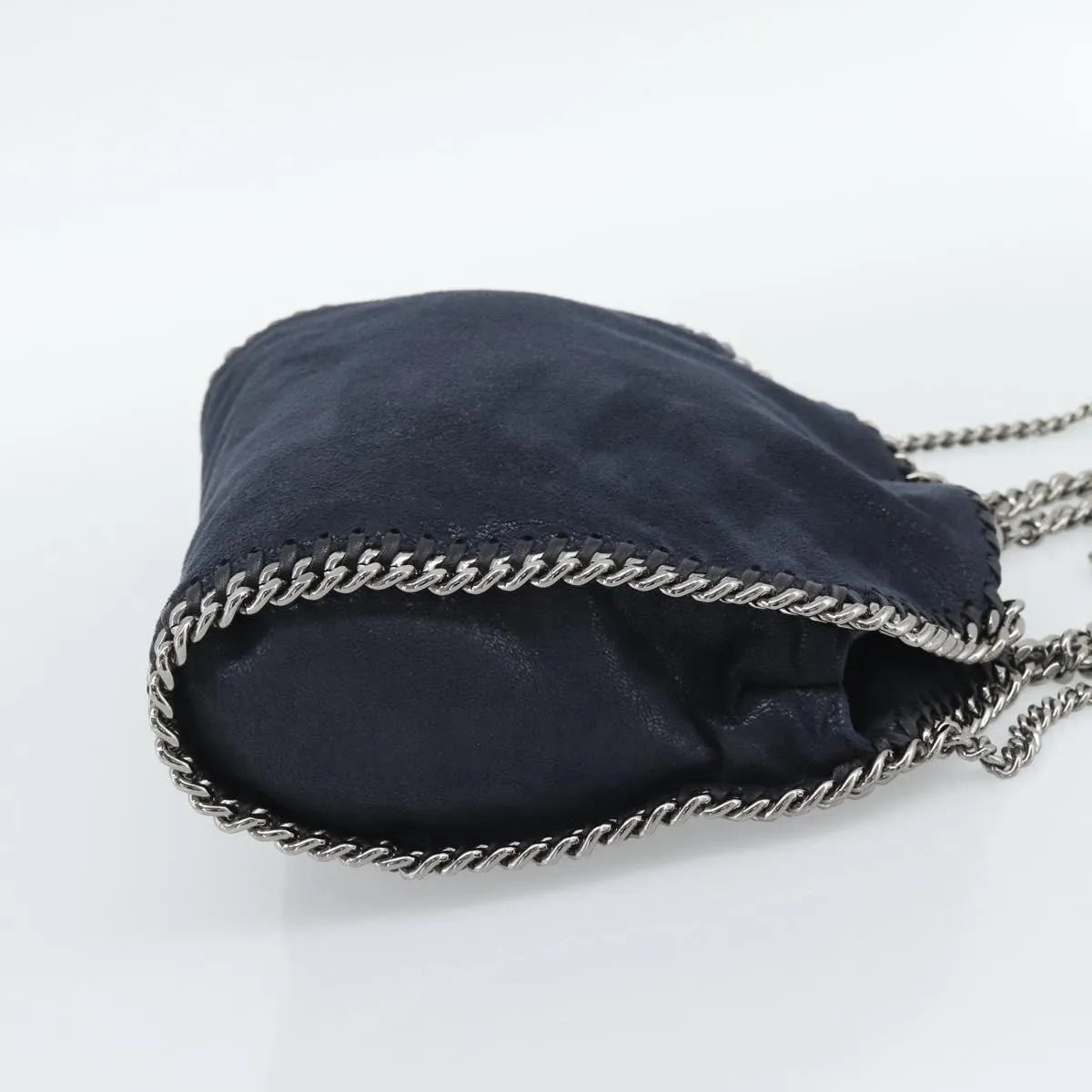 Stella McCartney Falabella Fold Over Faux Leather, Navy, Polyester, Shoulder Bag