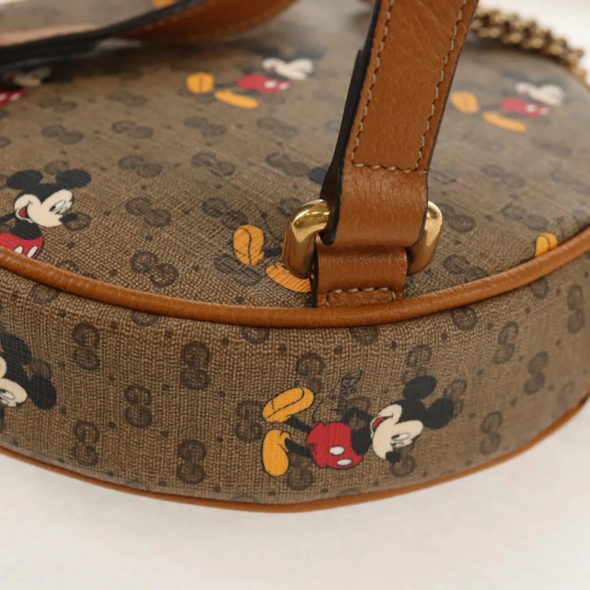 Gucci Disney Mickey Mouse Round Backpack (Outlet) Printed Mini GG Coated Canvas, Beige, Canvas, Backpack