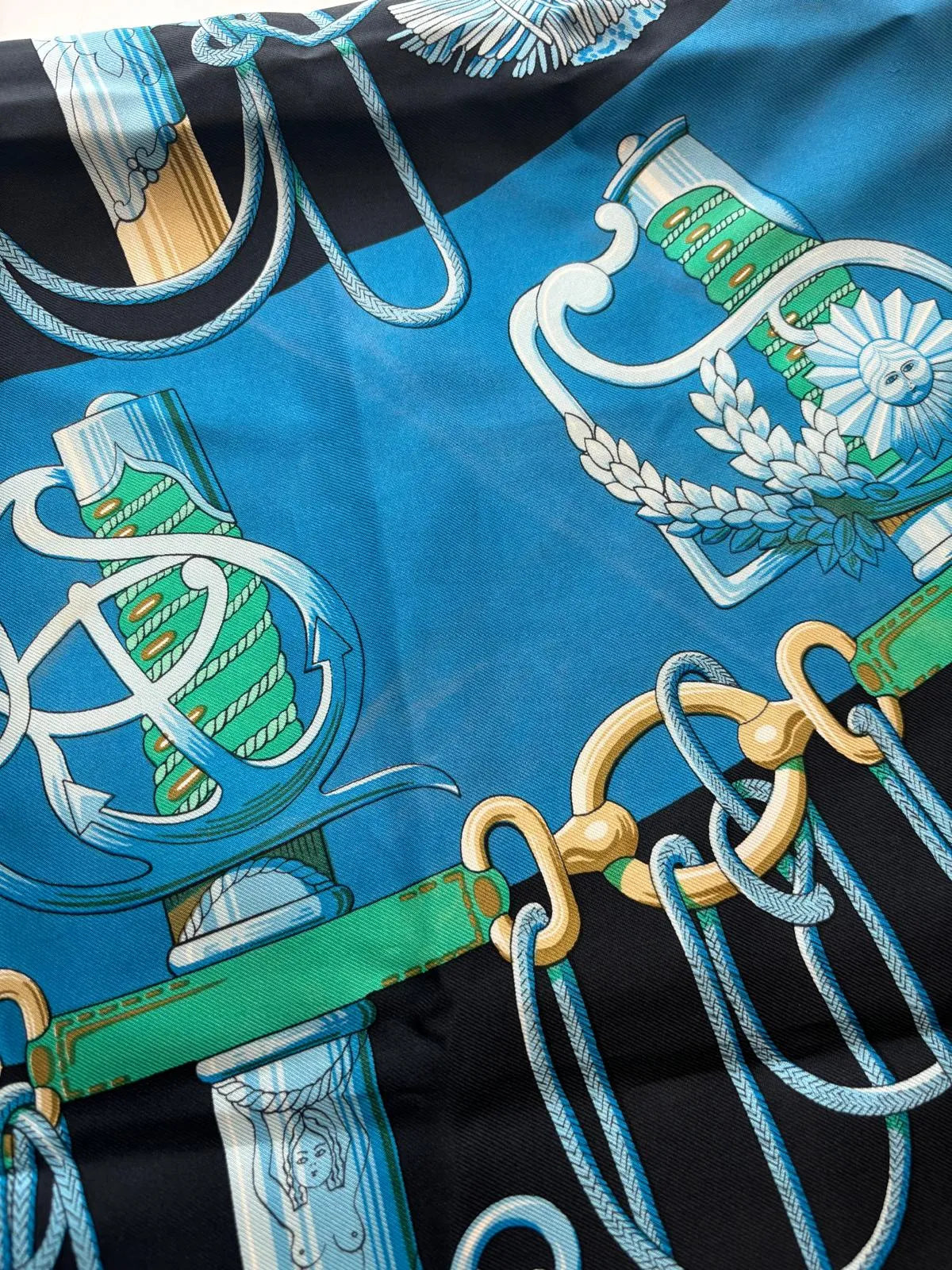 Hermes Carré 90 Silk multicolor, Blue, Cotton, Scarf