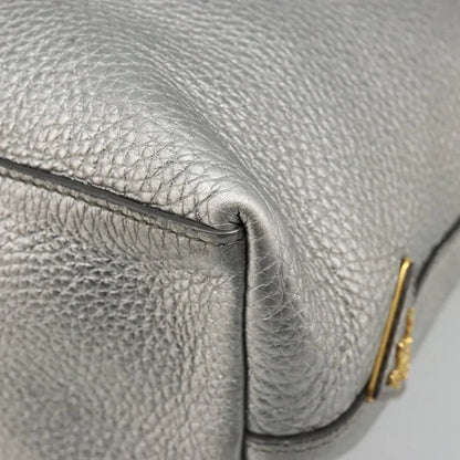 Prada Vintage Tote Leather, Silver, Leather, Tote Bag