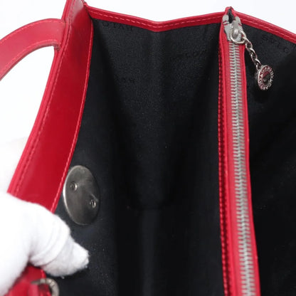 Bvlgari Top Handle Leather, Red, Leather, Handbag