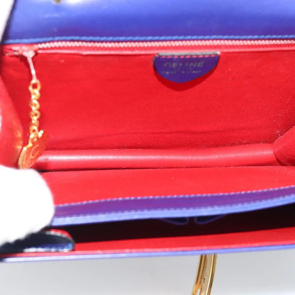 Celine Vintage Carriage Top Handle Leather, Blue, Leather, Handbag