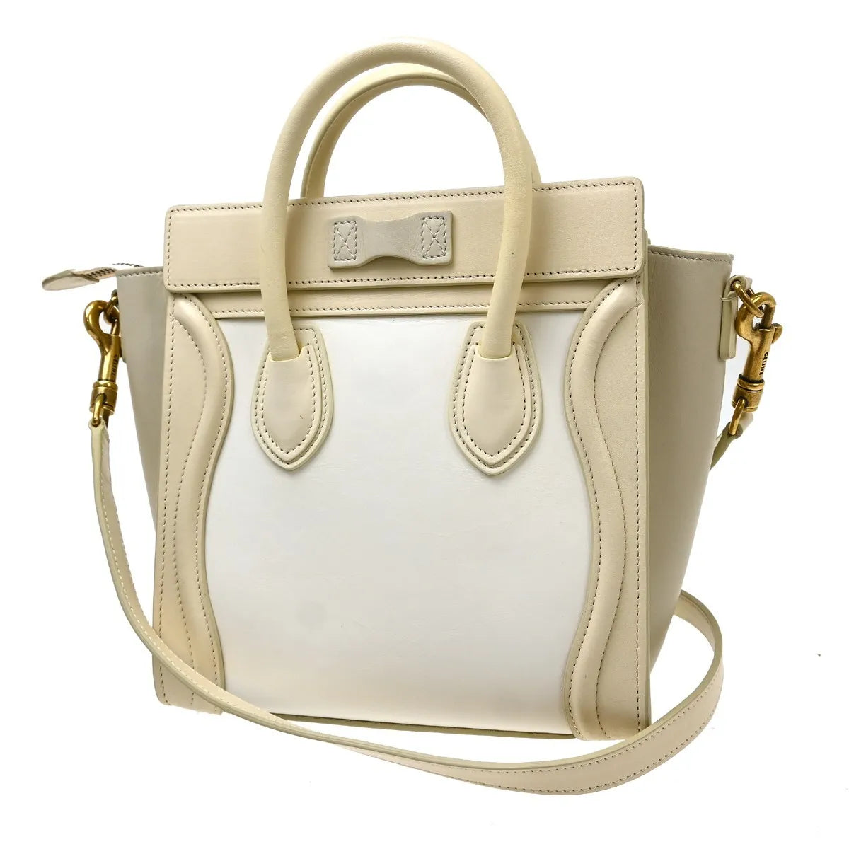 Celine Luggage Smooth Leather, White, Leather, Tote Bag