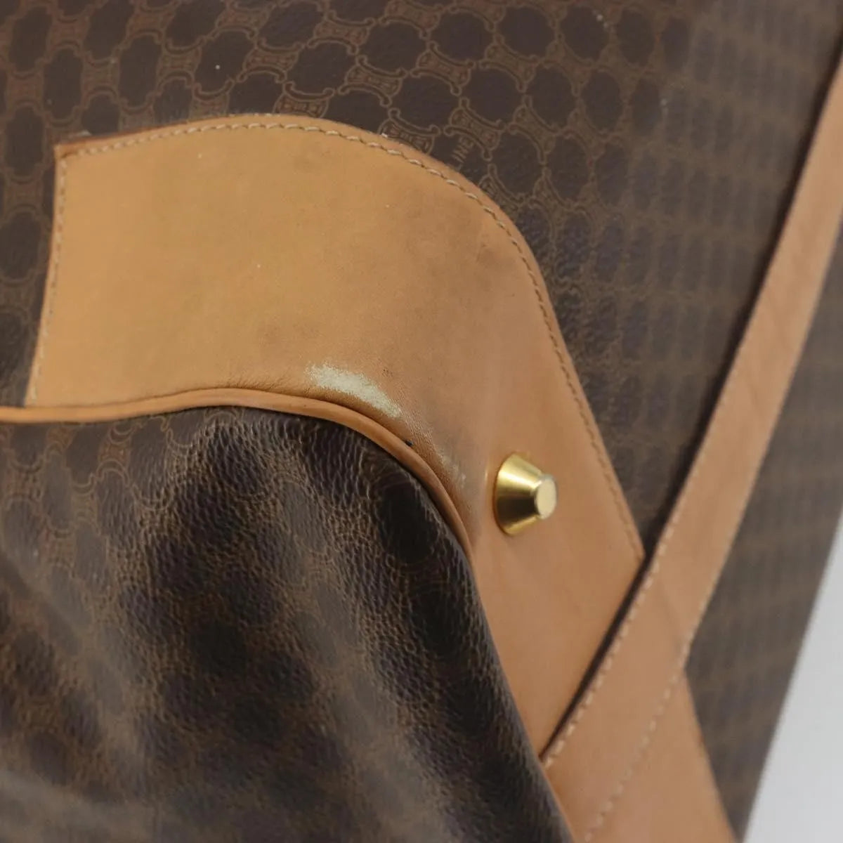 Celine boston Macadam Canvas, Brown, PVC, Travel Bag