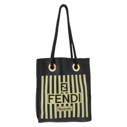 Fendi Fazzuolo Leather, Black, Polyester, Tote Bag