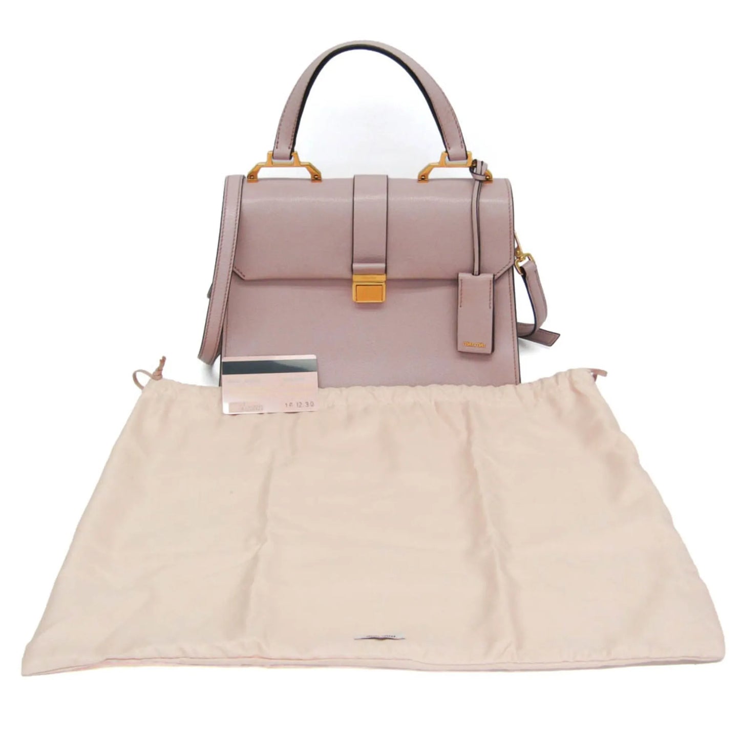 Miu Miu Madras Convertible Compartment Top Handle Leather, Pink, Leather, Handbag