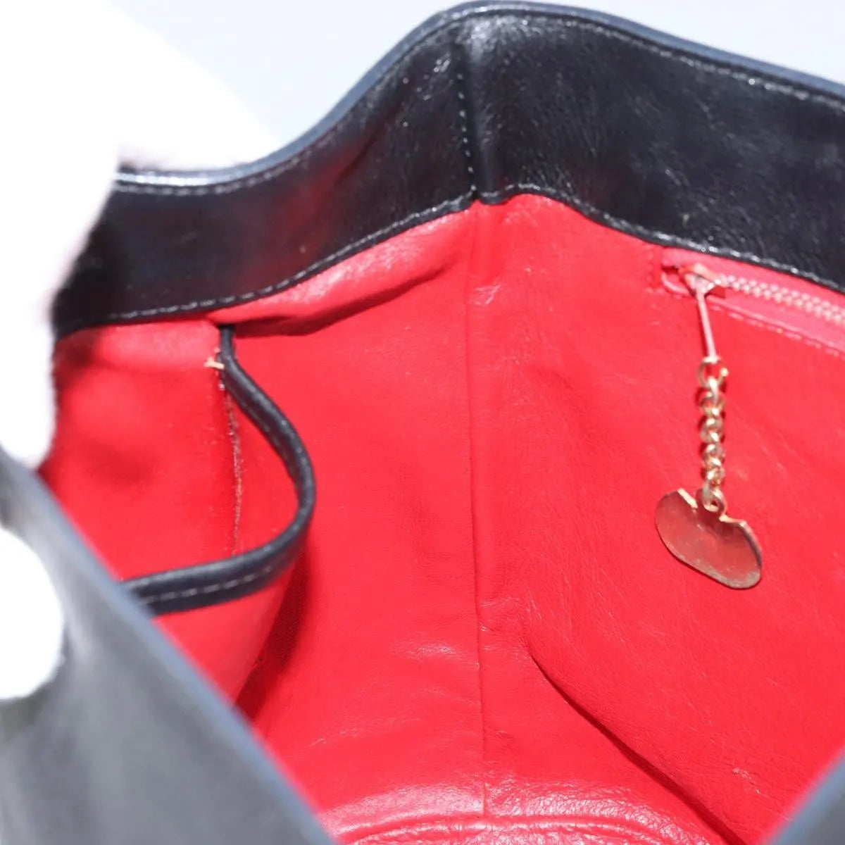 Celine Circle Logo Leather, Black, Leather, Handbag