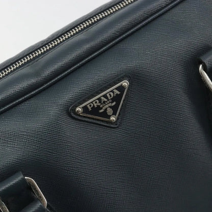 Prada Zip Around Saffiano Leather, Navy, Leather, Briefcase