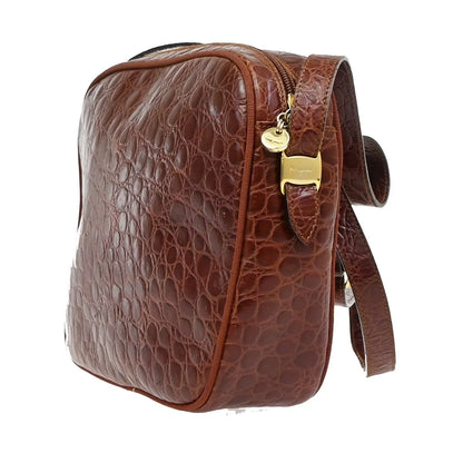 Salvatore Ferragamo Vala Leather, Brown, Leather, Shoulder Bag