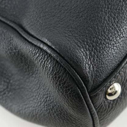 Salvatore Ferragamo Gancini Satchel Leather, Black, Leather, Shoulder Bag