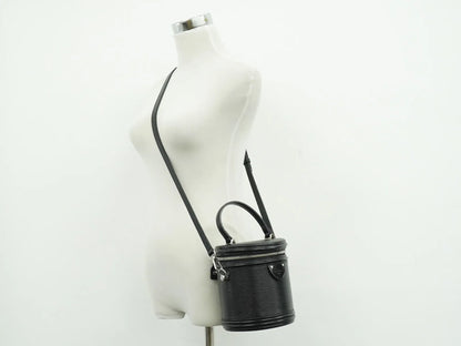 Louis Vuitton Cannes Epi, Black, Leather, Handbag
