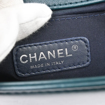 Chanel Boy Flap Quilted Tweed with Velvet, Green, Velvet, Shoulder Bag