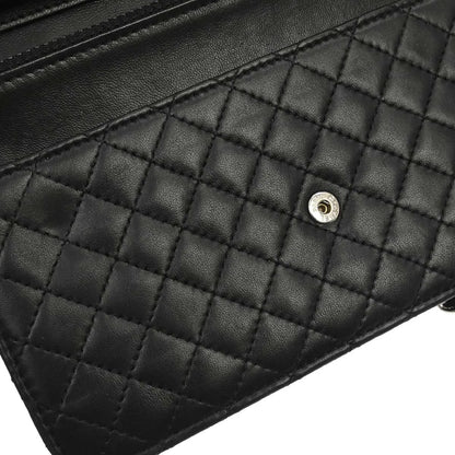 Chanel Wallet on Chain Quilted Lambskin, Black, Leather, Wallet