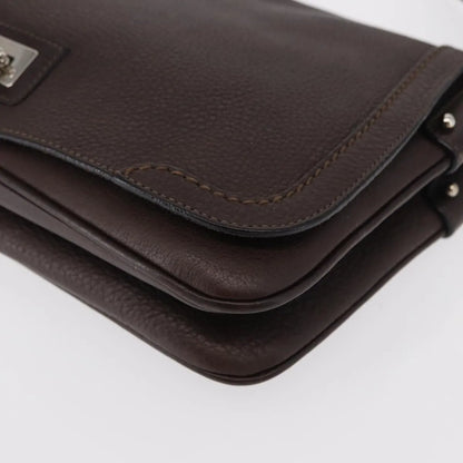 Salvatore Ferragamo Gancini Leather, Brown, Leather, Shoulder Bag