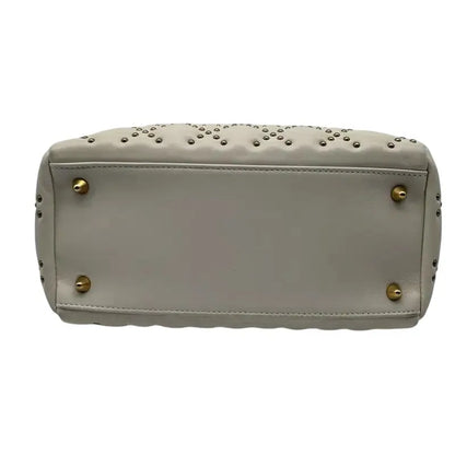 Christian Dior Lady Dior Studded Studded Cannage, White, Calfskin, Crossbody Bag