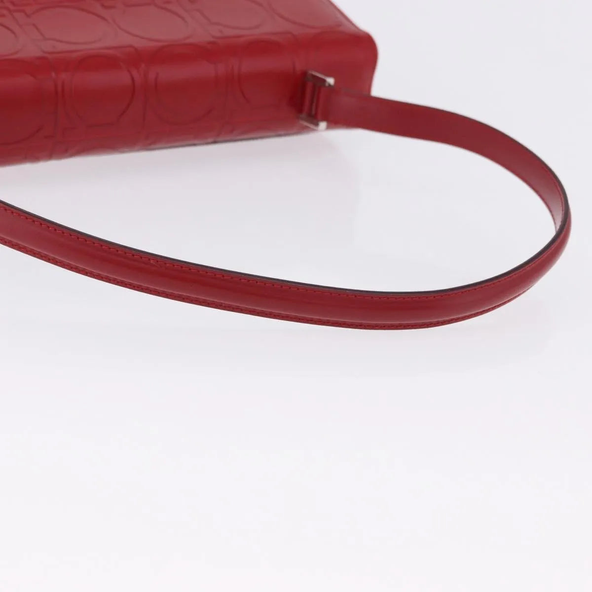 Salvatore Ferragamo Vintage Gancini Top Handle Embossed Leather, Red, Leather, Handbag