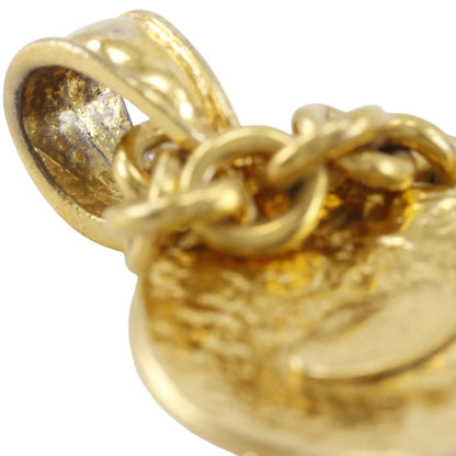 Chanel Vintage CC Round Pendant Long Metal, Gold, Gold Plated, Necklace