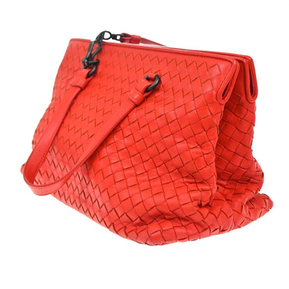 Bottega Veneta 2-Pocket Convertible Tote Intrecciato Nappa, Red, Leather, Tote Bag