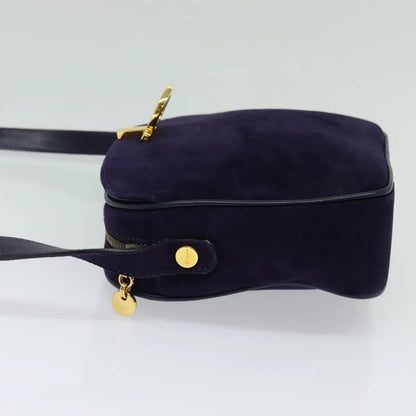 Salvatore Ferragamo Gancini Suede, Purple, Suede, Shoulder Bag