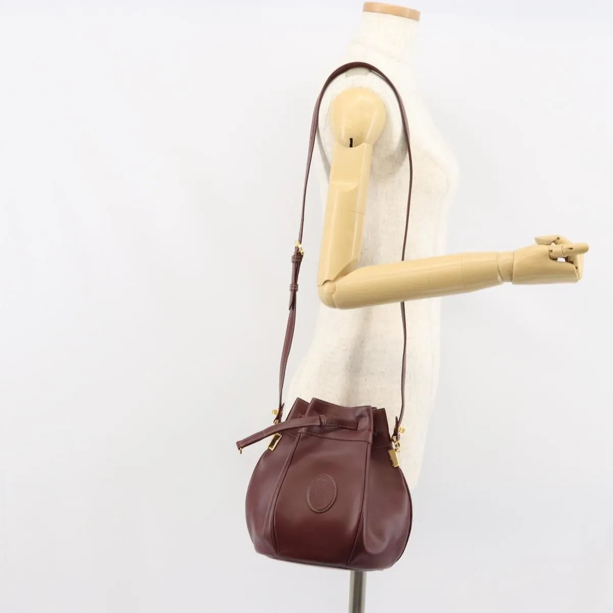 cartier Must de cartier Leather, Burgundy, Leather, Shoulder Bag